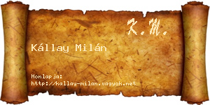 Kállay Milán névjegykártya