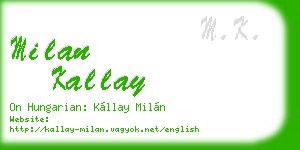milan kallay business card