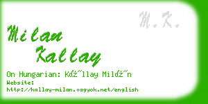 milan kallay business card